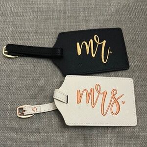 Elegant Black and White Mr. And Mrs. Luggage Tags Set